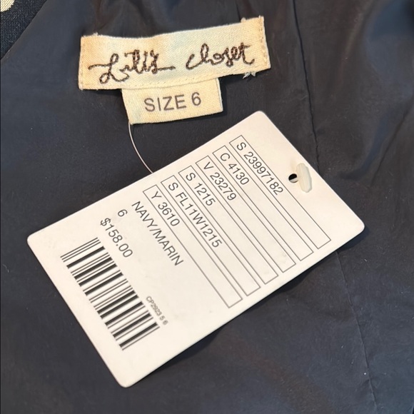 Navy and Cream Fit and Flare Midi Dress with Flutter Sleeves - Picture 2 of 5